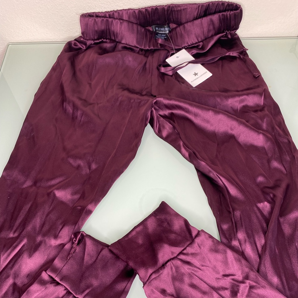 100% silk joggers Plumeria